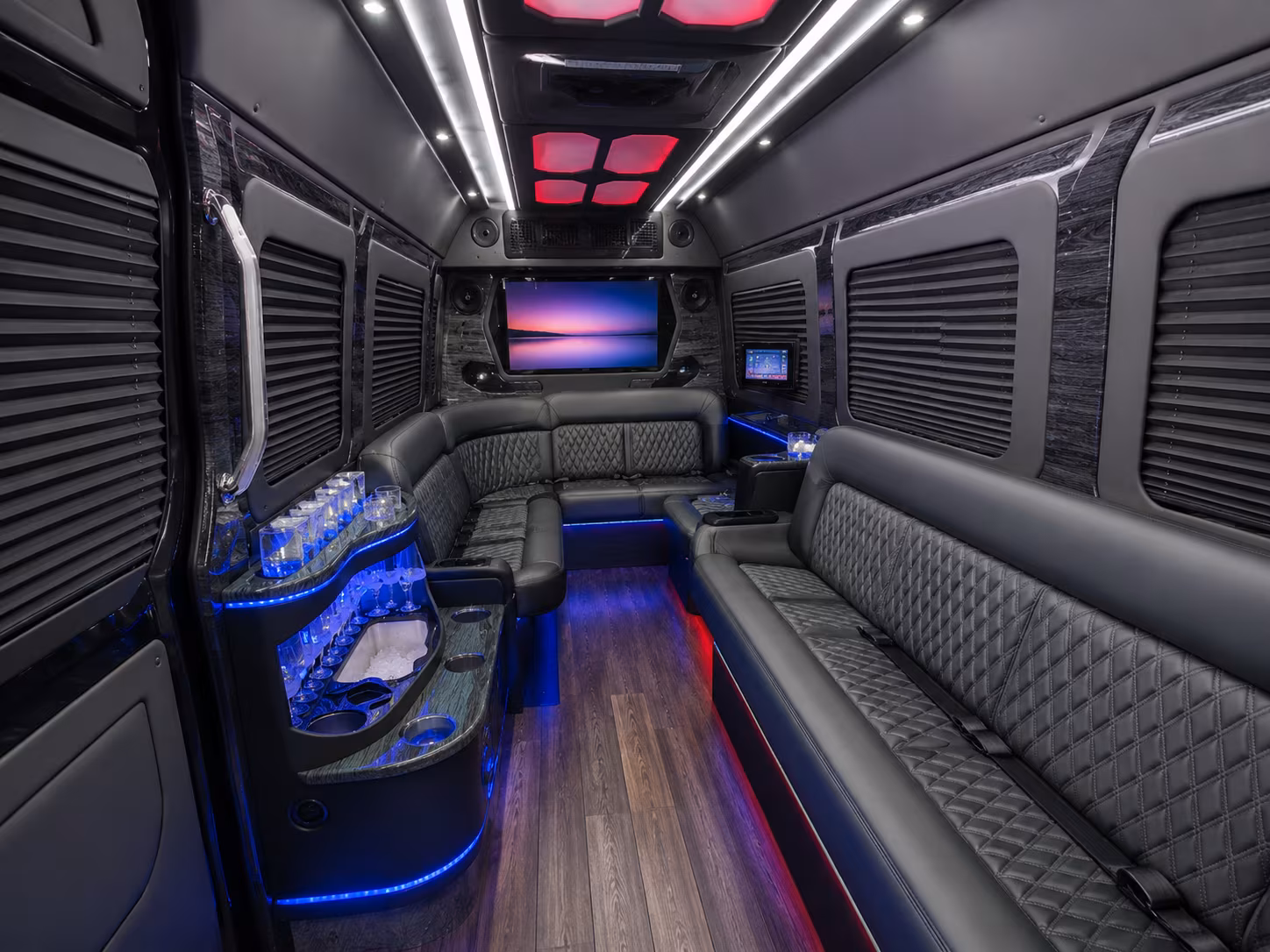 brick 40 passenger party bus interior