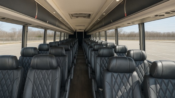 brick 50 passenger charter bus inside