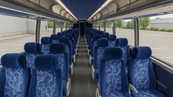 brick 56 passenger charter bus inside
