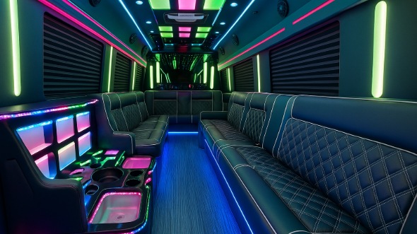 Interior of Charter Bus Company Berkeley's Party Bus in Berkeley