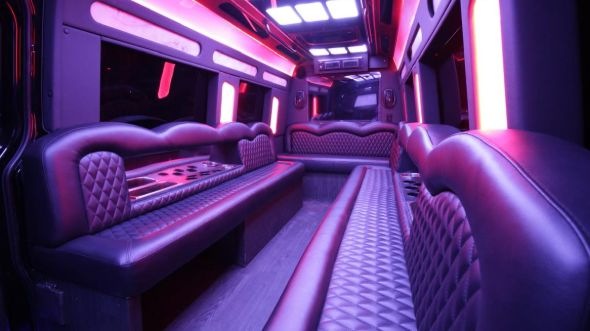 Interior of Charter Bus Company Berkeley's Sprinter Limo in Berkeley