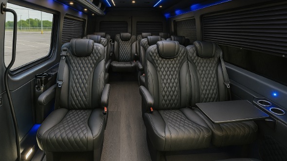 Interior of Charter Bus Company Old Bridge's Sprinter Van Rental With Driver in Old Bridge